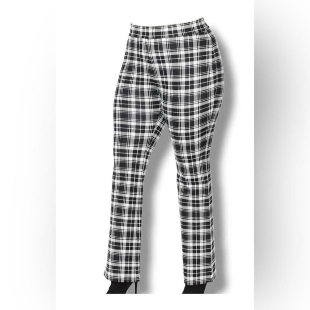Global Chic by Iman, black and white plaid pants, 4XT